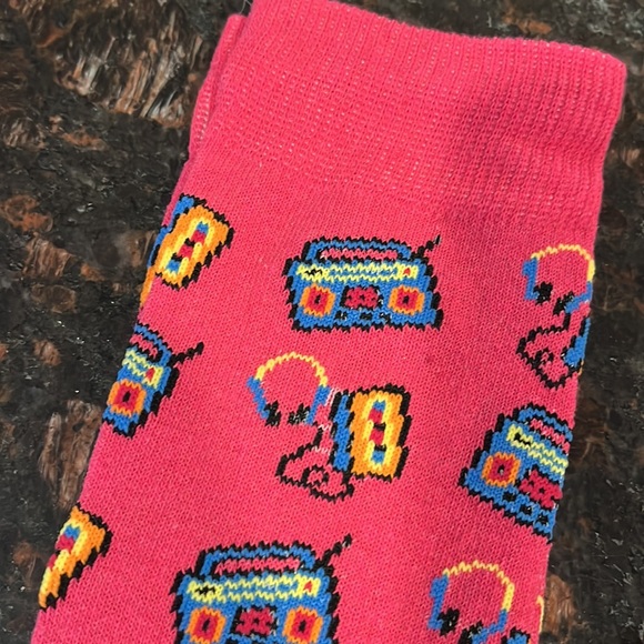 Men’s 6 Pairs Of Crazy Crew Socks Bright Colors With Printed Objects - Picture 3 of 10